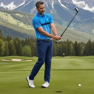 FootJoy Polo Shirt Mens L Blue 2018 Winter Olympics FLCC Golf Stretch Athleisure